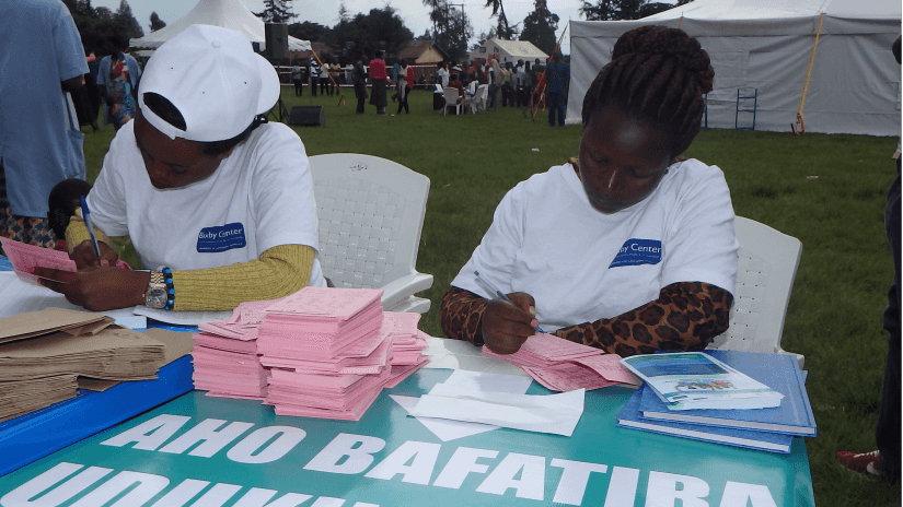 Distribution of Condoms during community out reach Nyange sector